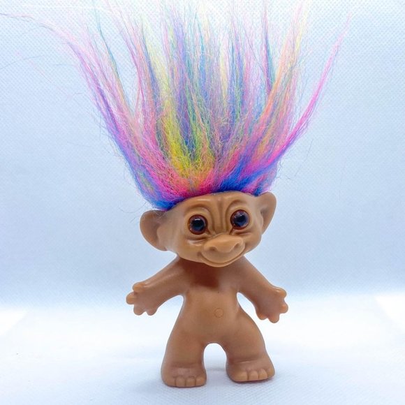 Vintage Rainbow Troll Good Luck Wishnik Troll Treasure Troll Uneeda Doll Co. Inc - Picture 1 of 4